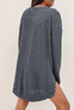 Gray Waffle Knit High Slits Oversized Top