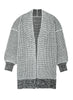 Gray Plaid Knitted Long Open Front Cardigan