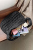 Black Quilted Zipper Large Shoulder Bag