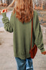 Green Drop Shoulder Ribbed Trim Oversized Sweatshirt