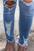 Sky Blue High Waist Distressed Skinny Jeans